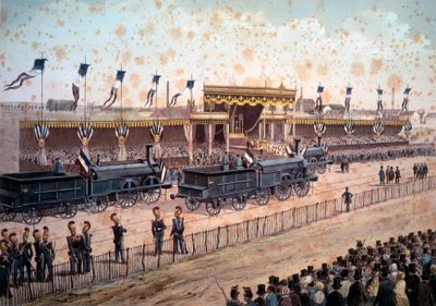 Transport: inauguracja linii kolejowej między Paryżem a Strasburgiem. 1864. Grawerowanie Paryż, B.N. autorstwa Unknown artist
