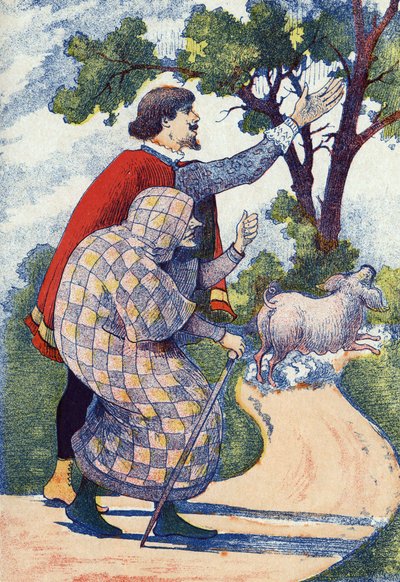 Pstrąg zamienił się w lochę. Anonimowa ilustracja do bajki „L