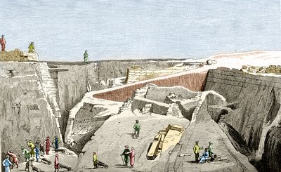 Wykopaliska trojańskie prowadzone przez Heinricha Schliemanna, sd. 19 wiek. autorstwa Unknown artist