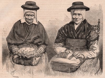 Dwóch producentów koronek klockowych w Puy-en-Velay (Haute-Loire) Owernia, Francja autorstwa Unknown