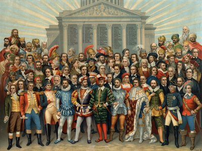UNIWERSALNY PANTEON GŁÓWNYCH MĘŻCZYZN CELEBRES chromolitografia Sauvage cir autorstwa Unknown artist