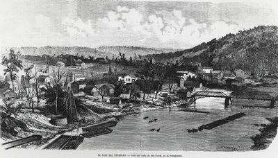 USA: Kraj naftowy w Pensylwanii, Oil Creek Valley. autorstwa Unknown artist