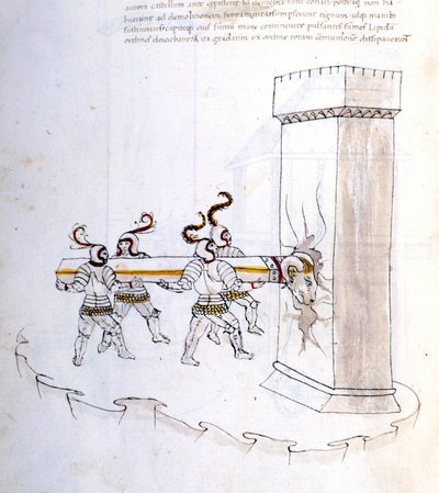 Użycie beliera podczas szturmu w XVI wieku. autorstwa Unknown artist