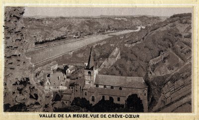 Vallee de la Meuse: widok na Creve Coeur (Creve-Coeur lub Crevecoeur), Walonia, Belgia. Chromolitografia z końca XIX wieku. autorstwa Unknown artist