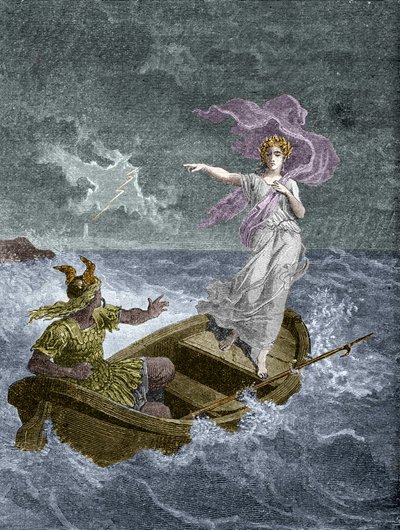 Wercyngetoryks i druidka. W „Historii magii nadprzyrodzonego świata i Fatality w czasie i narodach” red. Furne Jouvet et et Cie (1880). autorstwa Unknown artist