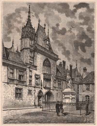 Widok z ulicy Palais Jacques Coeur w Bourges, Francja autorstwa Unknown