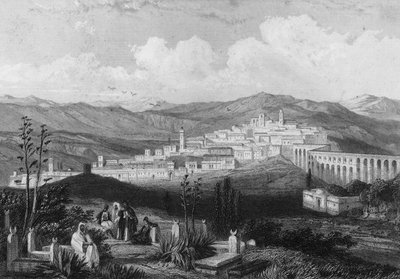Widok Medeah, starożytnej rzymskiej fortecy w Algierii w XIX wieku, w „L