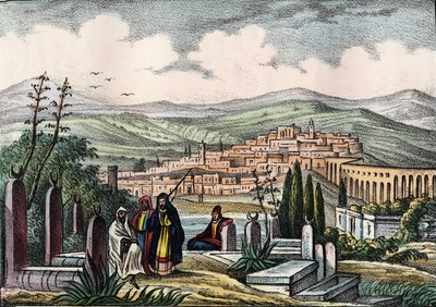 Widok Medeah, starożytnej rzymskiej fortecy Algierii. W „”Storia d