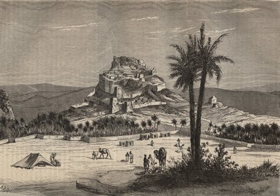Widok Oued el Golea (El Menia lub El Menea dawniej El Golea) w Algierii na południu prowincji Oran pod koniec XIX wieku - rycina autorstwa Unknown artist