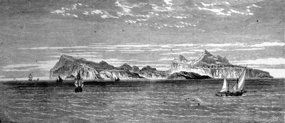 Widok na wyspę Procida niedaleko Neapolu. Grawerowanie z XIX wieku. autorstwa Unknown artist