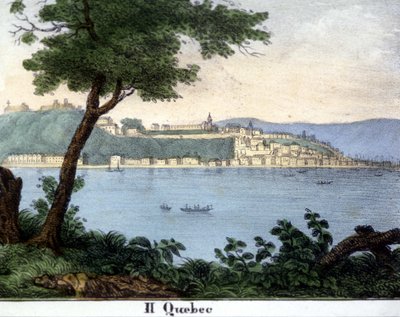 Widok miasta Quebec na początku XIX wieku. Litografia kolorowa. autorstwa Unknown artist