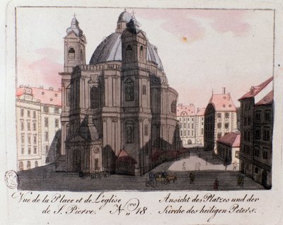 Widok na Plac Kościoła Świętego Piotra w Wiedniu, Austria. autorstwa Unknown artist
