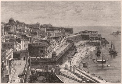 Widok na Vallettę i jej port w XIX wieku autorstwa Unknown