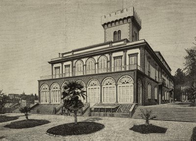 Widok willi Fabbricotti, w której przez pewien czas przebywała królowa Wiktoria (1819-1901), Florencja, Włochy, rycina ze zdjęcia autorstwa G Brogi z L