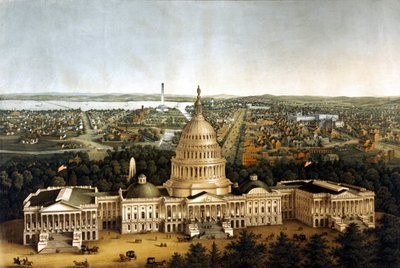 Widok Waszyngtonu i Białego Domu w przedstawieniu z 1820 roku. autorstwa Unknown artist