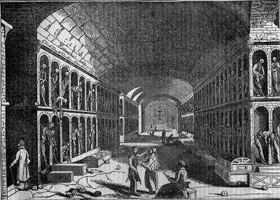 Widok Cmentarza Kapucynów w Palermo w XIX wieku. (Cimitero dei Cappuccini, Palermo) autorstwa Unknown artist