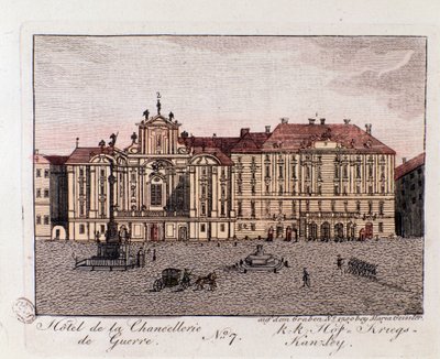 Widok na Hotel Kancelarii Wojennej w Wiedniu. Grawer Austria z 1815 r. Kolekcja prywatna autorstwa Unknown artist