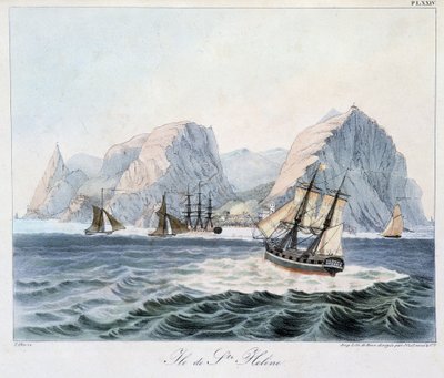 Widok wyspy św. Heleny w „Widokach i krajobrazach regionów równonocy zebranych w podróży dookoła świata”, sd. początek XIX wieku autorstwa Unknown artist