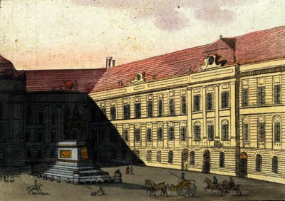 Widok na plac Józefa (Joseph platz) w Wiedniu, Austria Grawerowanie z 1820 r. autorstwa Unknown artist
