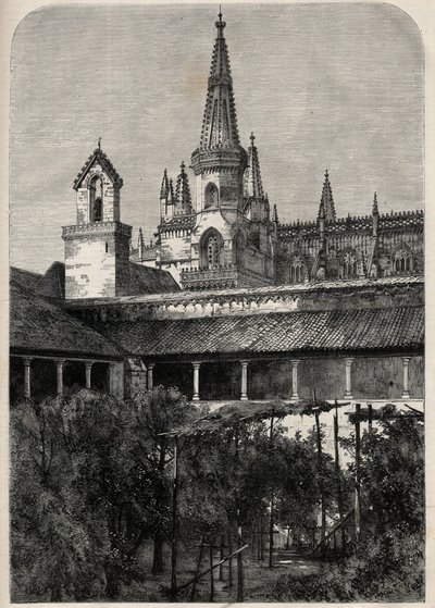 Widok klasztoru Bathala w Portugalii. Grawerowanie w „Wspaniałym Wszechświecie” autorstwa Unknown artist
