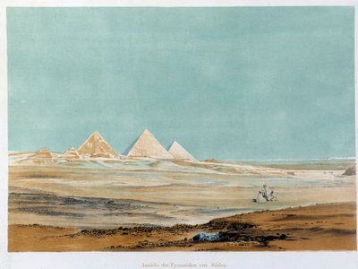 Widok na piramidy w Gizie (Giza, Giza, Giza), Egipt. Ilustracja przedstawiająca XIX-wieczny Paryż, kolegium francuskie autorstwa Unknown artist