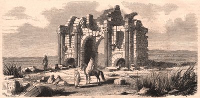 Widok rzymskiego łuku triumfalnego zwanego Trajan w Algierii autorstwa Unknown
