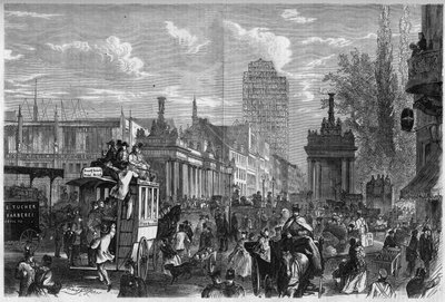 Widok na most królewski w Berlinie, Niemcy. Grawerowanie w „Wspaniałym Wszechświecie” autorstwa Unknown artist
