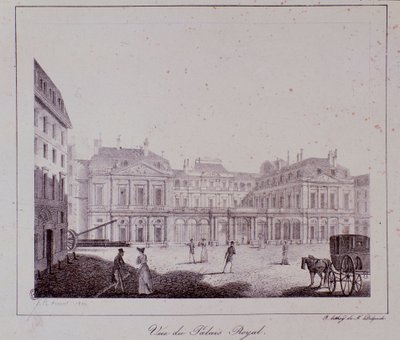 Widok na Pałac Królewski w Paryżu. Grawer z 1820 r. Kolekcja prywatna autorstwa Unknown artist