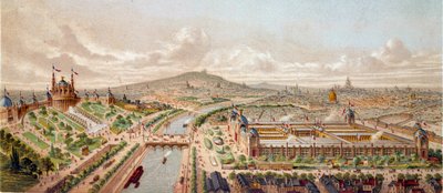 Widok na Wystawę Powszechną w Paryżu w 1878 r. Rycina XIX-wiecznego Paryża, B.N. autorstwa Unknown artist