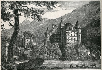 Widok na zamek Vizille w Isere. autorstwa Unknown artist