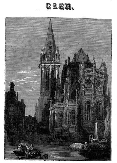 Widok miasta Caen w Normandii w XIX wieku. autorstwa Unknown artist