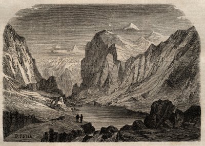 Widok kraju Davos w Szwajcarii w XIX wieku - rycina w ""Dictionnaire populaire illustrious" - 1864 - Joseph Decembre i Edmond Allonier - autorstwa Unknown artist