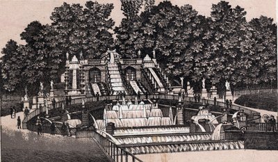 Widok na duży wodospad w parku Saint Cloud (Saint-Cloud), Francja. w „” Świat ilustruje 168 odsłon”” Niedatowany (koniec XIX wieku) autorstwa Unknown artist