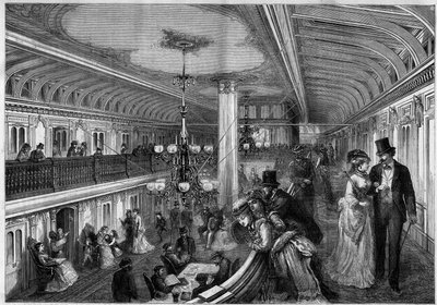 Widok na salon amerykańskiego parowca. autorstwa Unknown artist