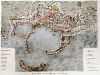 Widok na port Civitavecchia w pobliżu Rzymu. 19 wiek. autorstwa Unknown artist