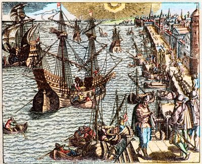 Widok na port w Lizbonie w XVI wieku - autorstwa Unknown artist