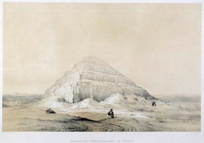 Widok piramidy Sakkara (Sakkara). Egipt. Ilustracja przedstawiająca XIX-wieczny Paryż, kolegium francuskie autorstwa Unknown artist