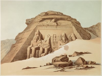 Widok świątyni Abu Simbel. Egipt. Ilustracja z XIX wieku. Paryż, Kolegium Francuskie autorstwa Unknown artist