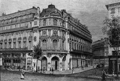 Widok na teatr du Vaudeville w Paryżu. autorstwa Unknown artist