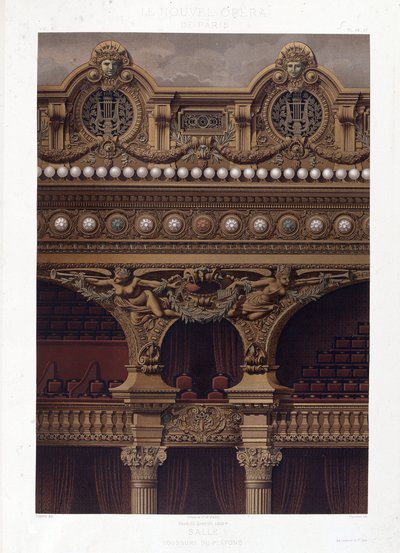 Voussure stropu Opery Garnier - chromolitografia, koniec XIX wieku autorstwa Unknown artist