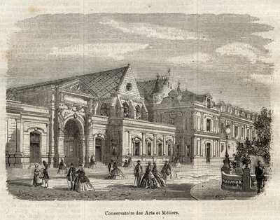 Widok Konserwatorium Sztuki i Rzemiosła (Cnam) w Paryżu, rue Saint Martin w Paryżu - (Widok na Konserwatorium Rzemiosła Artystycznego w Paryżu - rycina w „Dictionnaire populaire illustrious”” - 1864 - Joseph Decembre i Edmond Allonier - autorstwa Unknown artist