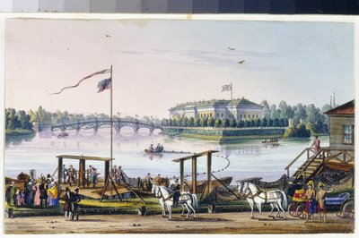 Widok pałacu na wyspie Kamenny w Sankt Petersburgu (Album Marie Taglioni autorstwa Unknown artist