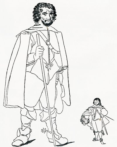 Walter Parsons i Sir Jeffrey Hudson, Z The Strand Magazine opublikowanego w 1894 roku. autorstwa Unknown artist