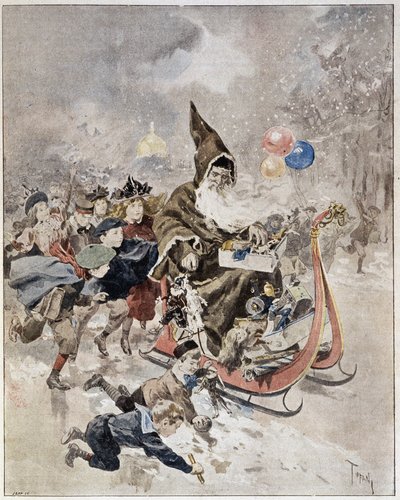 Akwarela przedstawiająca Świętego Mikołaja. „” Świat Ilustrowany””. 21.12.1895. autorstwa Unknown artist