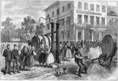 System nawadniania na ulicach Wiednia, Austria w 1873 roku. autorstwa Unknown artist