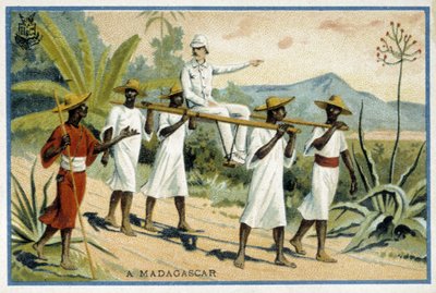 Biała dwukropek na wózku inwalidzkim, Madagaskar – Chromo autorstwa Unknown artist