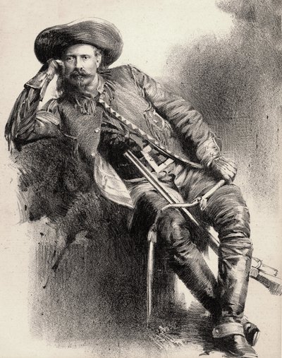 William Frederick Cody - Znany jako Buffalo Bill - Portret Buffalo Bill (1846-1917), Pułkownik William Cody - grawerowanie po plakacie. autorstwa Unknown artist