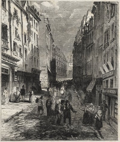 Prace rue de la Montagne Sainte-Genevieve (Sainte Genevieve) w 5. dzielnicy Paryża w 1858 roku. autorstwa Unknown artist