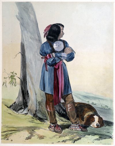 Młody Indianin Huron i jego pies – w „Szkicach Shytha w Kanadzie” Coke Smyth, Londyn autorstwa Unknown artist