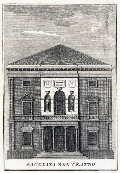 fasada Teatru Fenice w Wenecji w połowie XIX wieku. autorstwa Unknown artist